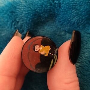 Antique, rare Edouardo Bag Dab black hand painted jar, container. 1920s France.